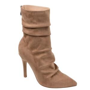 Journee Women's Markie Rouched Stiletto Dress Booties Tan Size 7 1/2